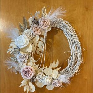 Elegant Cream and Pink Floral Wreath